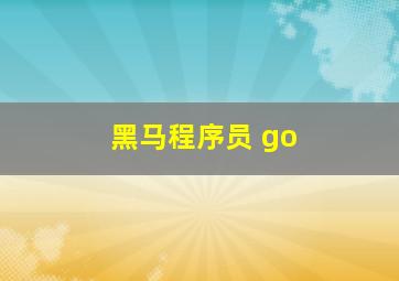 黑马程序员 go